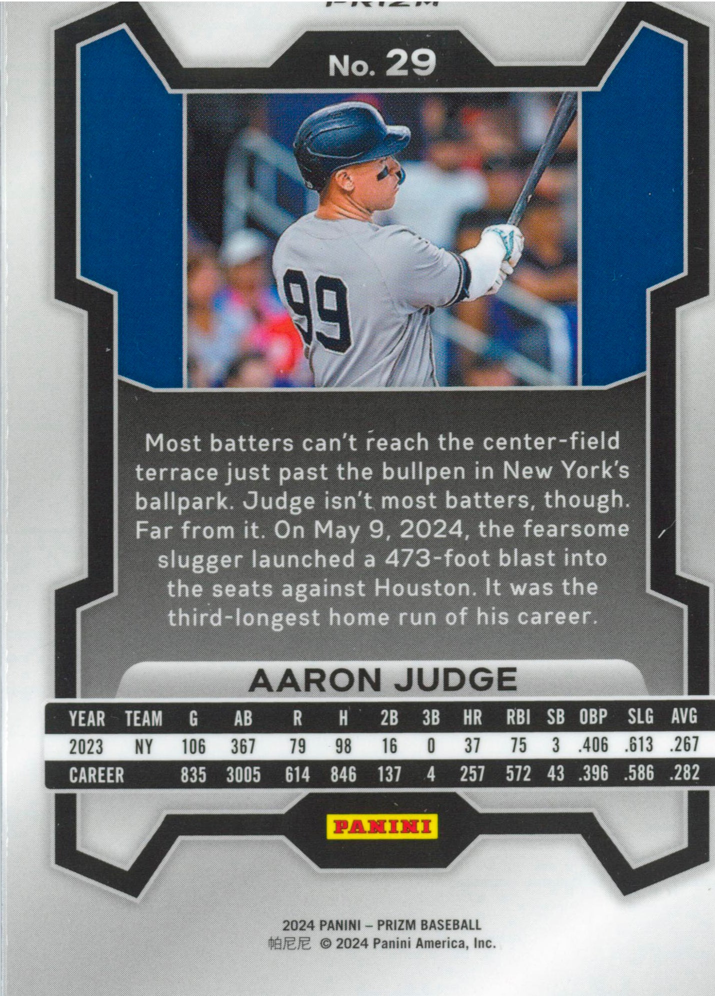 2024 Prizm Blue Cracked Ice Aaron Judge