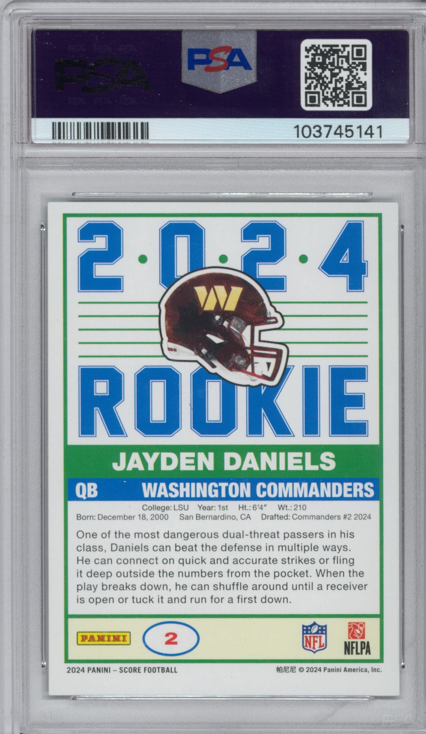 2024 Score Jayden Daniels 35 Anniversary PSA 9
